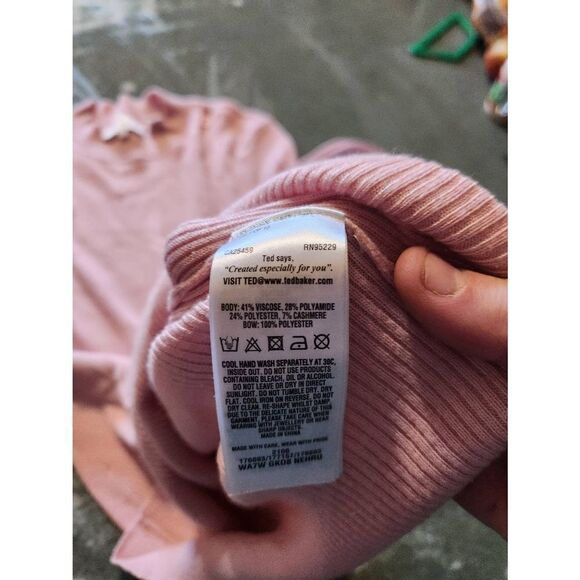 Ted Baker Nehru Skinny Rib blush pink sweater sz 2 (S) - Picture 5 of 6